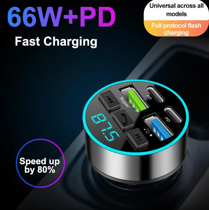 Émetteur FM Bluetooth 5.0 avec Chargeur Allume-Cigare et Affichage Digital