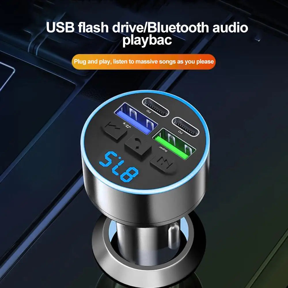 Émetteur FM Bluetooth 5.0 avec Chargeur Allume-Cigare et Affichage Digital
