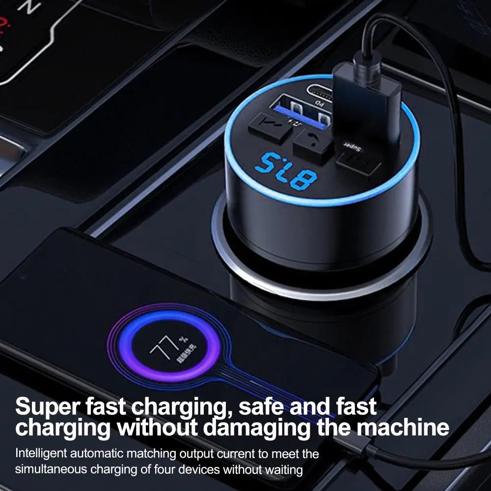 Émetteur FM Bluetooth 5.0 avec Chargeur Allume-Cigare et Affichage Digital