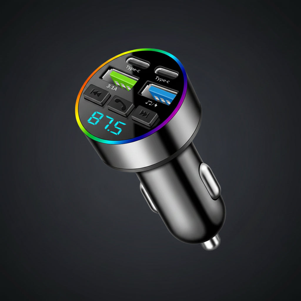 Chargeur Voiture Bluetooth MP3 — 2 USB + 2 PD | Affichage LED