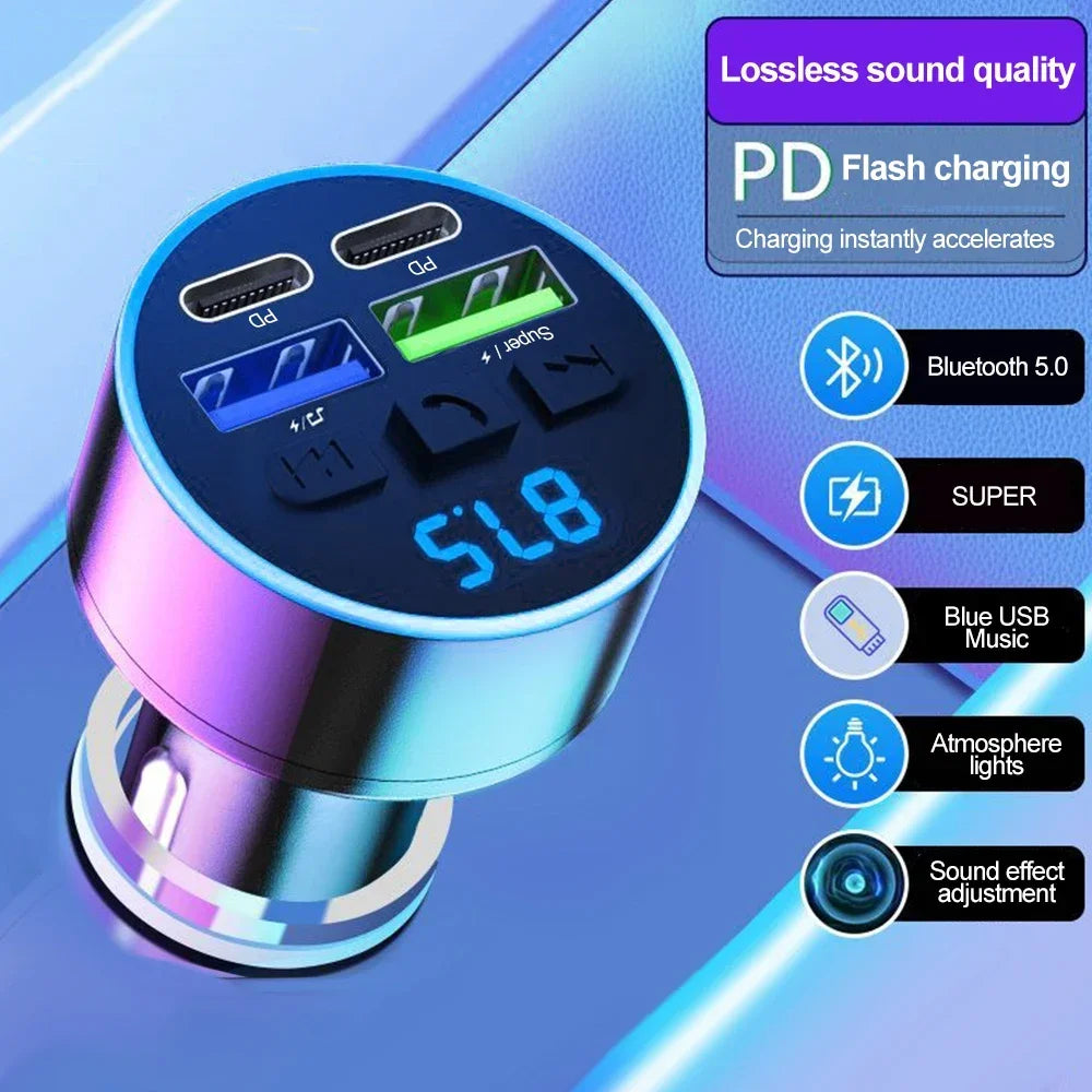 Émetteur FM Bluetooth 5.0 avec Chargeur Allume-Cigare et Affichage Digital
