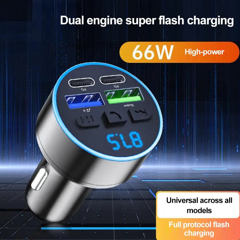 Émetteur FM Bluetooth 5.0 avec Chargeur Allume-Cigare et Affichage Digital