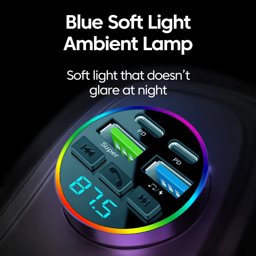 Chargeur Voiture Bluetooth MP3 — 2 USB + 2 PD | Affichage LED