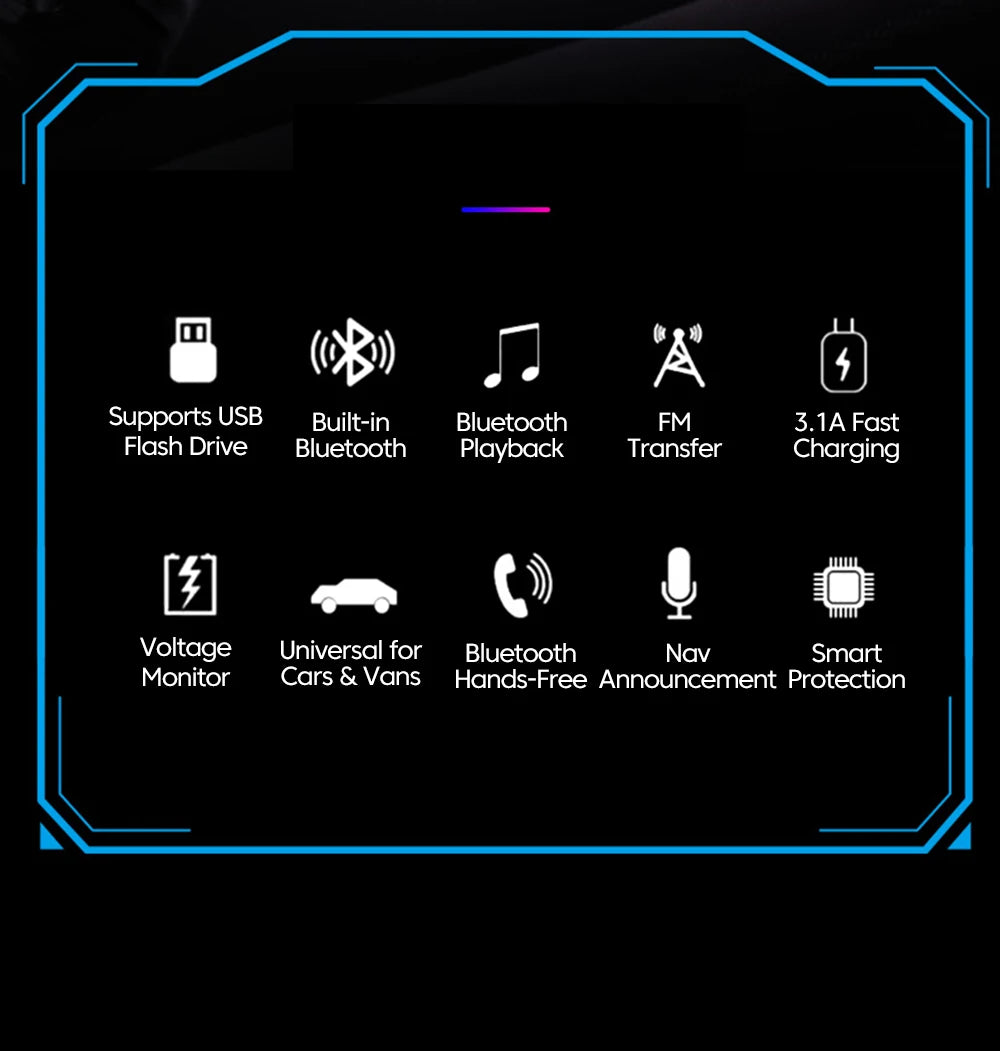 Chargeur Voiture Bluetooth MP3 — 2 USB + 2 PD | Affichage LED