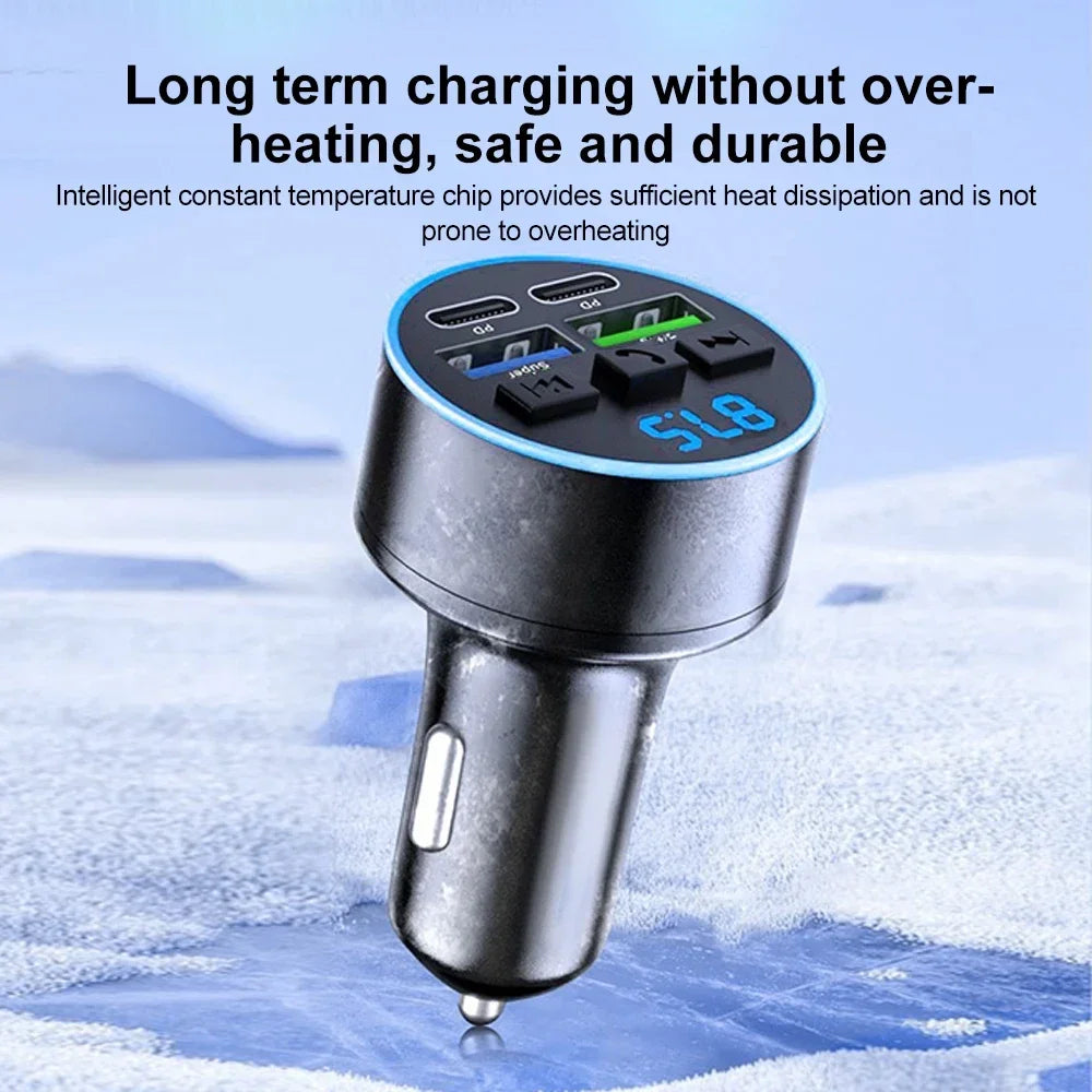 Émetteur FM Bluetooth 5.0 avec Chargeur Allume-Cigare et Affichage Digital