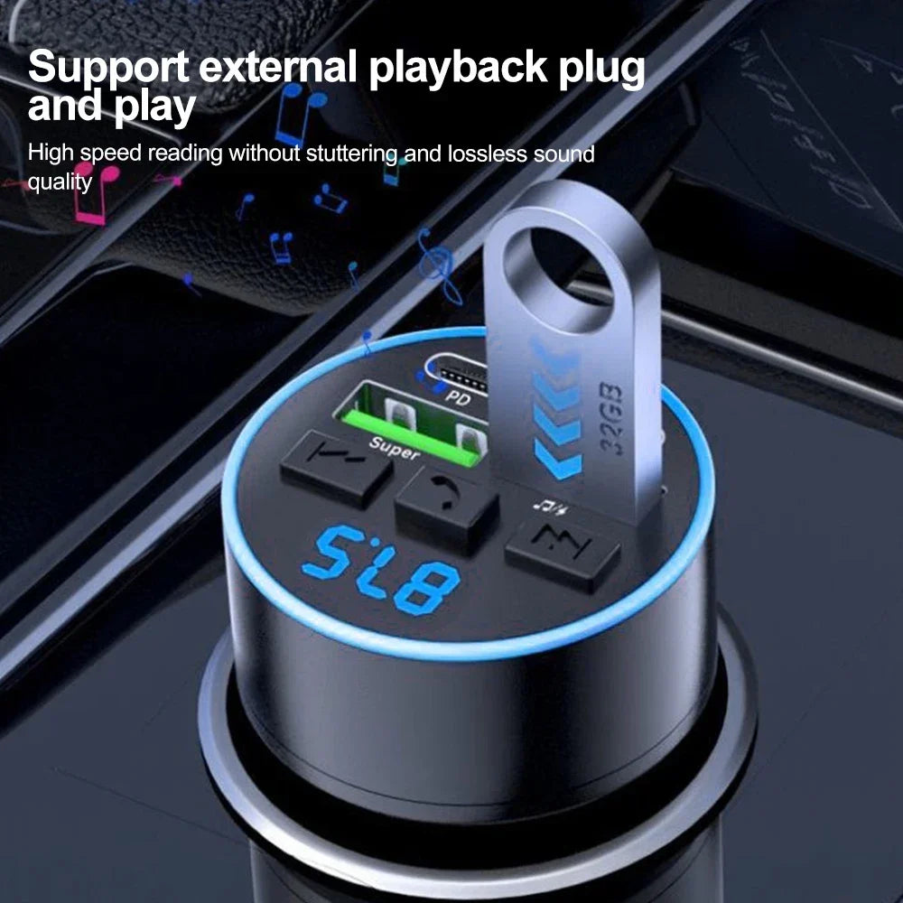 Émetteur FM Bluetooth 5.0 avec Chargeur Allume-Cigare et Affichage Digital