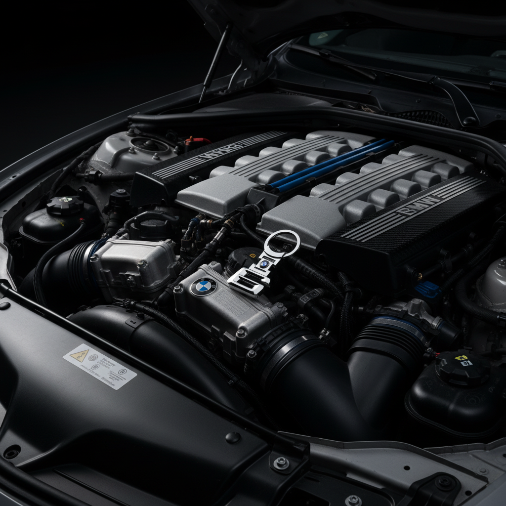 Porte-clé BMW sur moteur V10 M6 E63